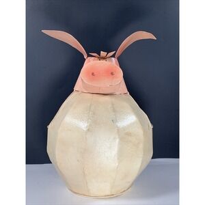 Vtg Pig Piggy Country Primitive Farmhouse Decor Metal Flower Holder 12.5"x8.75"